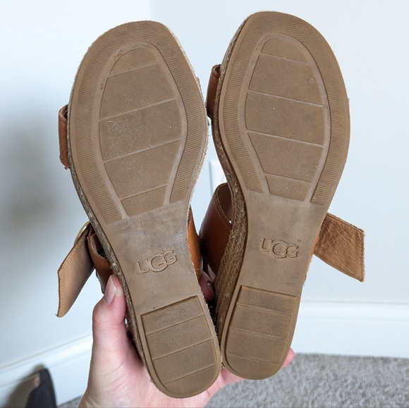 UGG Navee Wedge Tan Sandal sz 8 - Picture 6 of 7